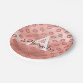 Roze Rose Gold Lipstick Kust Monogram Verjaardag Papieren Bordje (Gekanteld)