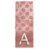 Roze Rose Gold Lipstick Kust Monogram Verjaardag Wijn Cadeautas (Achterkant)