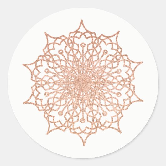 Roze Rose Gold Liz Mandala Ronde Sticker (Voorkant)