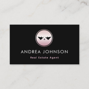 Roze Rose Gold Logo Real Estate Foto Qr Code Visitekaartje