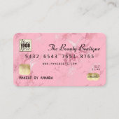 Roze Rose Gold Luxury Marble Credit Kaart Logo Visitekaartje (Voorkant)