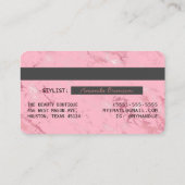 Roze Rose Gold Luxury Marble Credit Kaart Logo Visitekaartje (Achterkant)