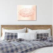 Roze Rose Gold Makeup kunstenaar Gold Kiss Lips Canvas Afdruk (Insitu (Slaapkamer))
