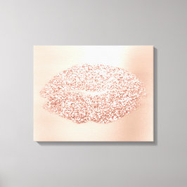 Roze Rose Gold Makeup kunstenaar Gold Kiss Lips Canvas Afdruk