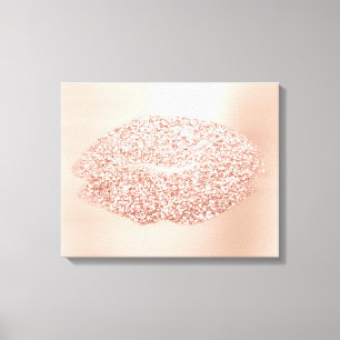 Roze Rose Gold Makeup kunstenaar Gold Kiss Lips Canvas Afdruk