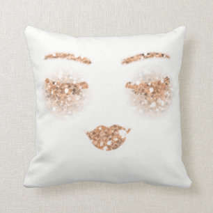 Roze Rose Gold Makeup Lips Sequin Sparkly Glitter Kussen