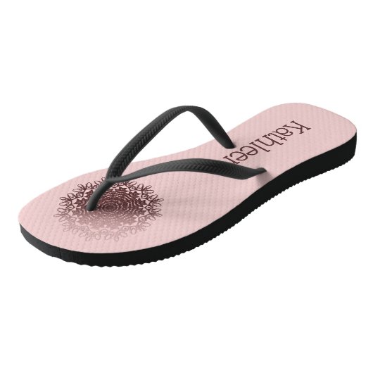 Roze Rose Gold Mandala gepersonaliseerd Teenslippers (Schuin)