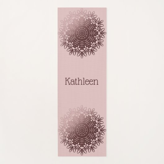 Roze Rose Gold Mandala gepersonaliseerde yoga mat (Voorkant)