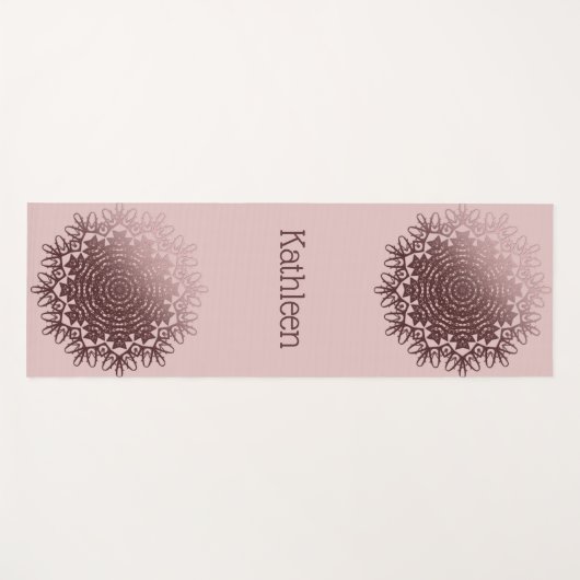 Roze Rose Gold Mandala gepersonaliseerde yoga mat (Voorkant (horizontaal))