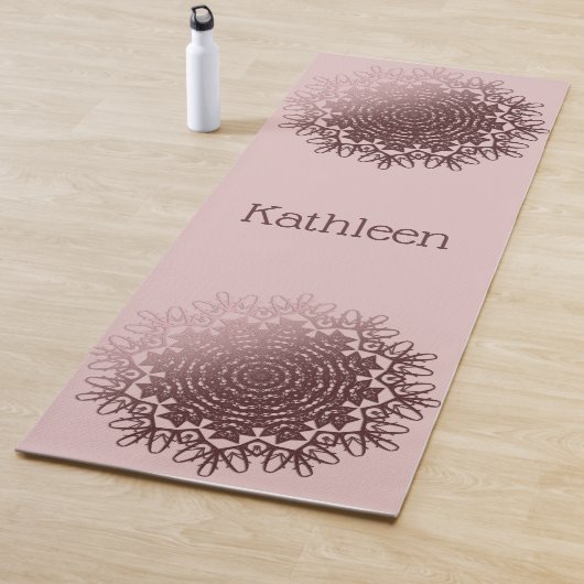 Roze Rose Gold Mandala gepersonaliseerde yoga mat (In situ)