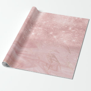 Roze Rose Gold Marble Glitter Spark Ombre Cadeaupapier