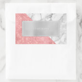 Roze Rose Gold Marble Metallic Rectangular Logo Rechthoekige Sticker (Tas)