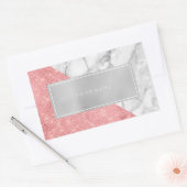 Roze Rose Gold Marble Metallic Rectangular Logo Rechthoekige Sticker (Envelop)