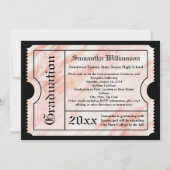 Roze Rose Gold Marble Modern Afstuderen Ticket Kaart (Voorkant)