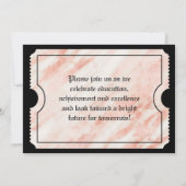 Roze Rose Gold Marble Modern Afstuderen Ticket Kaart (Achterkant)