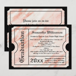 Roze Rose Gold Marble Modern Afstuderen Ticket Kaart