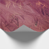 Roze Rose Gold Marble Molten Burgundy Blush Cadeaupapier (Hoek)