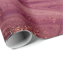 Roze Rose Gold Marble Molten Burgundy Blush Cadeaupapier