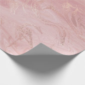 Roze Rose Gold Marble Molten Pastel Shiny Cadeaupapier (Hoek)