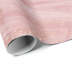 Roze Rose Gold Marble Molten Pastel Shiny Cadeaupapier