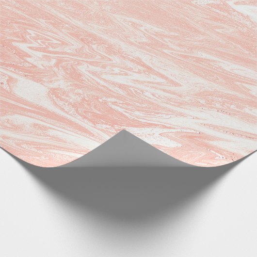 Roze Rose Gold Marble Molten Pastel Shiny Girly Cadeaupapier (Hoek)
