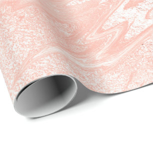 Roze Rose Gold Marble Molten Pastel Shiny Girly Cadeaupapier