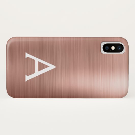 Roze Rose Gold Metaal Elegant Monogram Case-Mate iPhone Case (Achterkant (horizontaal))