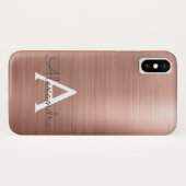Roze Rose Gold Metaal Elegant Monogram Case-Mate iPhone Case (Achterkant (horizontaal))