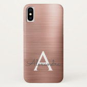 Roze Rose Gold Metaal Elegant Monogram Case-Mate iPhone Case (Achterkant)