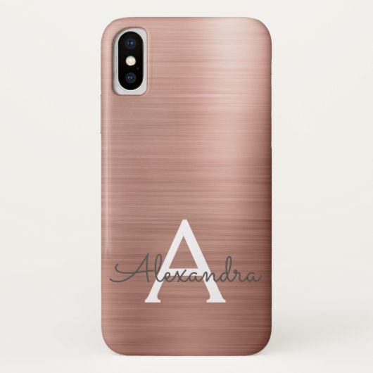 Roze Rose Gold Metaal Elegant Monogram Case-Mate iPhone Case (Achterkant)
