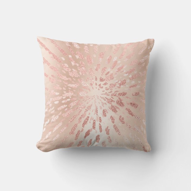 Roze Rose Gold Metal Blush Gold Grey Abstract Kussen (Voorkant)