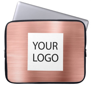 Roze Rose Gold Metallic - Aangepaste Logo Laptop Sleeve