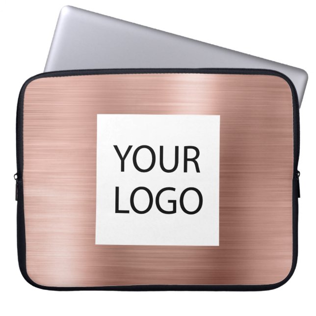 Roze Rose Gold Metallic - Aangepaste Logo Promotio Laptop Sleeve (Voorkant)