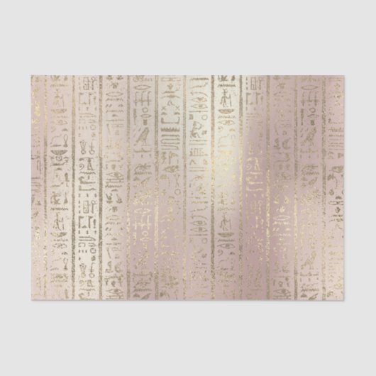 Roze Rose Gold Metallic Blush Egyptische Hieroglyp Tissuepapier (Voorkant)