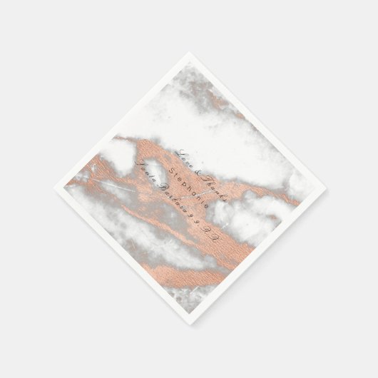 Roze Rose Gold Metallic Blush Marble Wedding Servetten (Hoek)