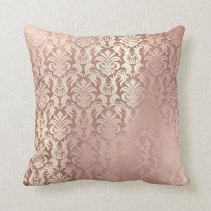 Roze Rose Gold Metallic Damask Royal Blush Powder Kussen