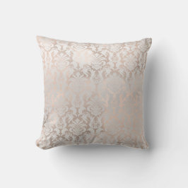 Roze Rose Gold Metallic Damask Royal Grey Gray Kussen