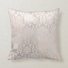 Roze Rose Gold Metallic Damask Royal Grey Gray Kussen