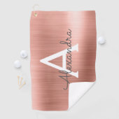 Roze Rose Gold Metallic Folie Monogram Naam Golfhanddoek (Insitu)