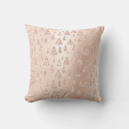 Roze Rose Gold Metallic Glitter kerstboom Lux Kussen