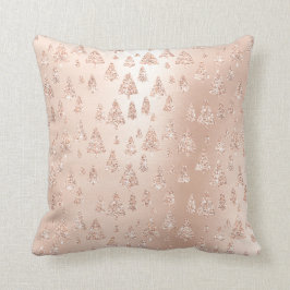 Roze Rose Gold Metallic Glitter kerstboom Lux Kussen