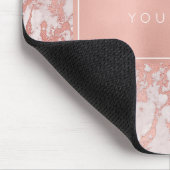 Roze Rose Gold Metallic Marble White Retangular Muismat (Hoek)