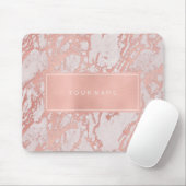 Roze Rose Gold Metallic Marble White Retangular Muismat (Met muis)
