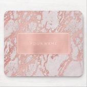 Roze Rose Gold Metallic Marble White Retangular Muismat (Voorkant)