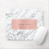 Roze Rose Gold Metallic Minimale Witte Marmer Grij Muismat (Met muis)
