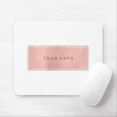 Roze Rose Gold Metallic Minimale Witte Rechthoevee Muismat (Met muis)