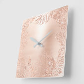Roze Rose Gold Metallic Palm Vierkante Klok (Hoek)
