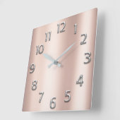Roze Rose Gold Metallic Silver Grey Blush Girly Vierkante Klok (Hoek)