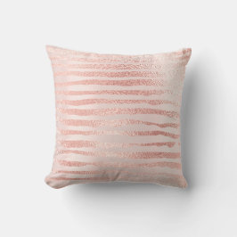 Roze Rose Gold Metallic Stripes Lines Girly Kussen