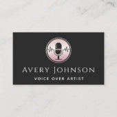Roze Rose Gold Microfoon Logo Voice Over Artiest Visitekaartje (Voorkant)
